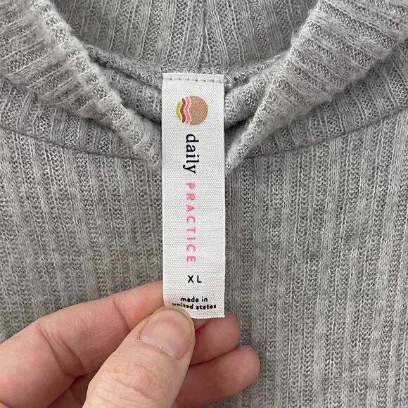 Anthropologie Daily Practice Turtleneck Side Slit Dress Gray Maxi Mock Neck XL - Picture 7 of 10